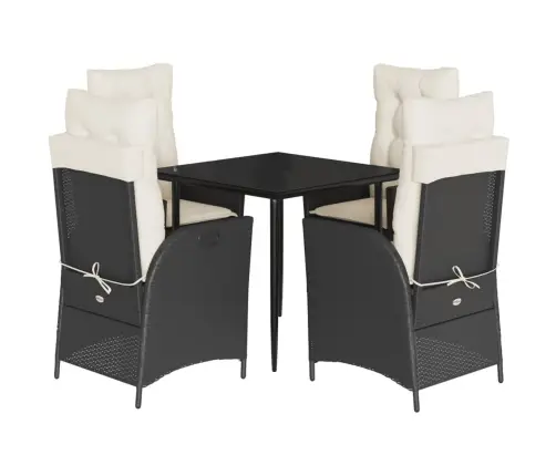 5-Osaline Aiamööbli Komplekt Patjadega, Must, Polürotang