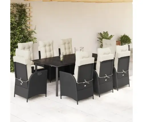 Sodo Komplektas Su Pagalvėlėmis, 9 Dalių, Juodas, Poliratanas