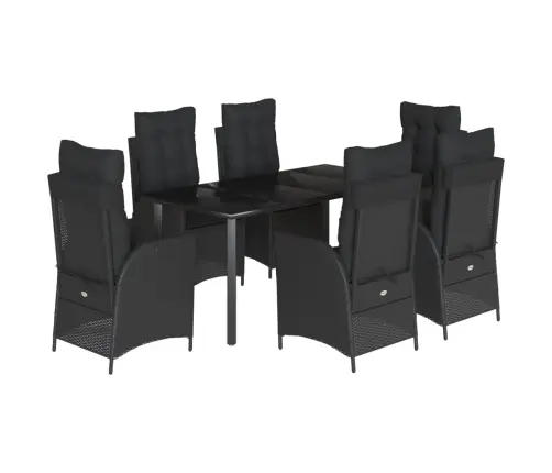 7-Osaline Aiamööblikomplekt Patjadega, Must, Polürotang