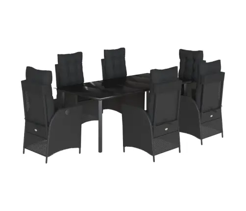 7-Osaline Aiamööblikomplekt Patjadega, Must, Polürotang