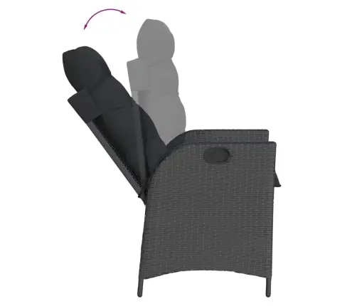 7-Osaline Aiamööblikomplekt Patjadega, Must, Polürotang