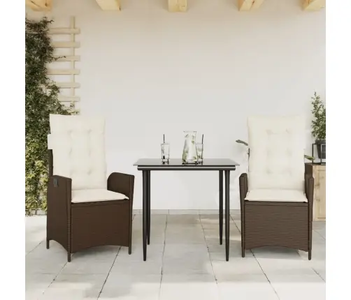 3-Osaline Aia Söögimööbli Komplekt Patjadega, Pruun, Polürotang