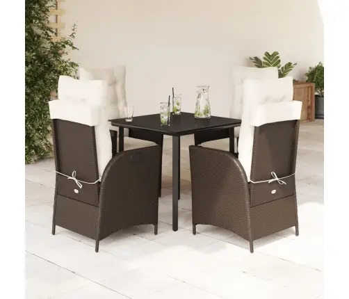 5-Daļīgs Dārza Mēbeļu Komplekts Ar Matračiem, Pe Rotangpalma Vidaxl