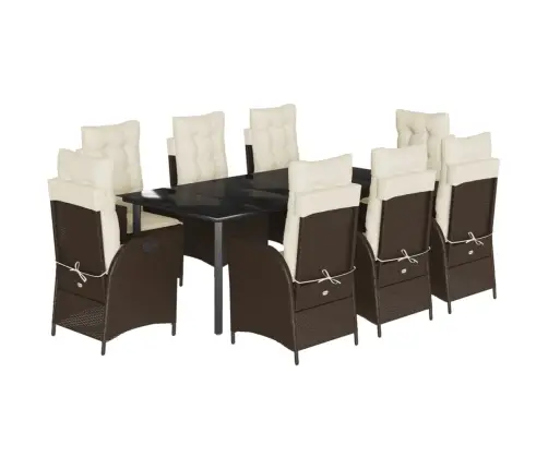 Sodo Komplektas Su Pagalvėlėmis, 9 Dalių, Rudas, Poliratanas