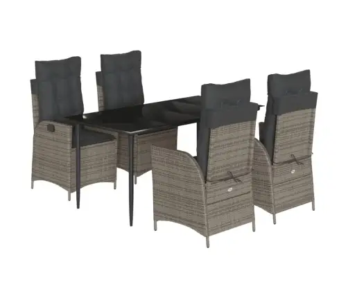 5-Daļīgs Dārza Mēbeļu Komplekts, Matrači, Pelēka Pe Rotangpalma Vidaxl