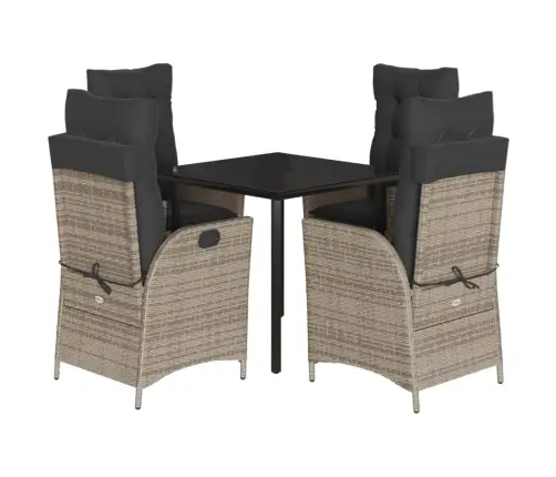 5-Daļīgs Dārza Mēbeļu Komplekts, Matrači, Pelēka Pe Rotangpalma Vidaxl