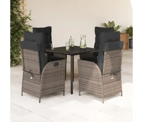 5-Daļīgs Dārza Mēbeļu Komplekts, Matrači, Pelēka Pe Rotangpalma Vidaxl