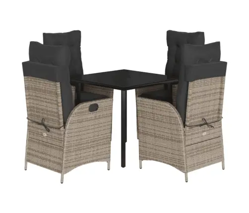 5-Daļīgs Dārza Mēbeļu Komplekts, Matrači, Pelēka Pe Rotangpalma Vidaxl