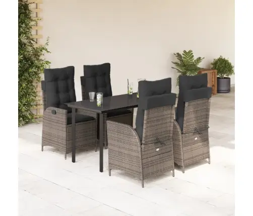 Sodo Komplektas Su Pagalvėlėmis, 5 Dalių, Pilkas, Poliratanas