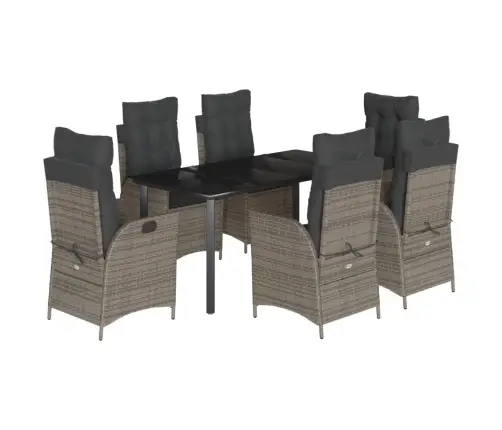 7-Daļīgs Dārza Mēbeļu Komplekts, Matrači, Pelēka Pe Rotangpalma Vidaxl