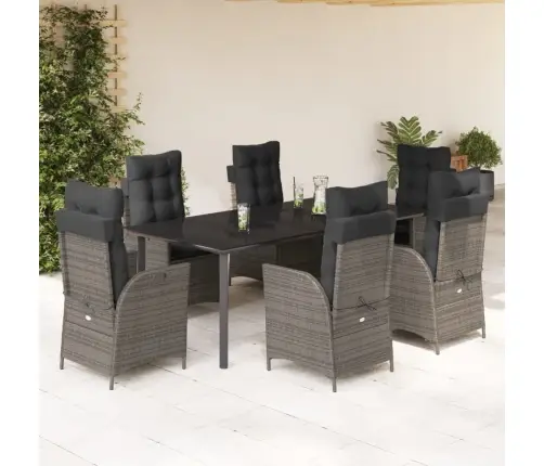 7-Osaline Aiamööbli Komplekt Patjadega, Hall, Polürotang