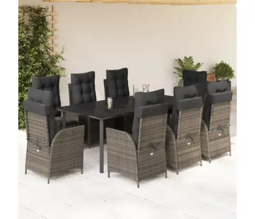 9-Daļīgs Dārza Mēbeļu Komplekts Ar Matračiem, Pe Rotangpalma Vidaxl