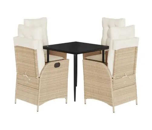 5-Daļīgs Dārza Mēbeļu Komplekts, Matrači, Bēša Pe Rotangpalma Vidaxl