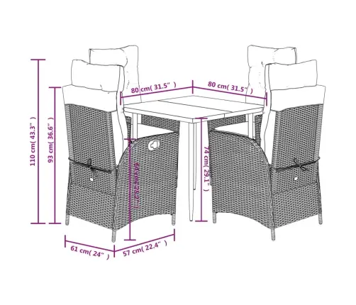 Sodo Komplektas Su Pagalvėlėmis, 5 Dalių, Smėlio, Poliratanas