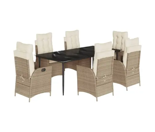 7-Osaline Aiamööbli Komplekt Patjadega, Beež, Polürotang