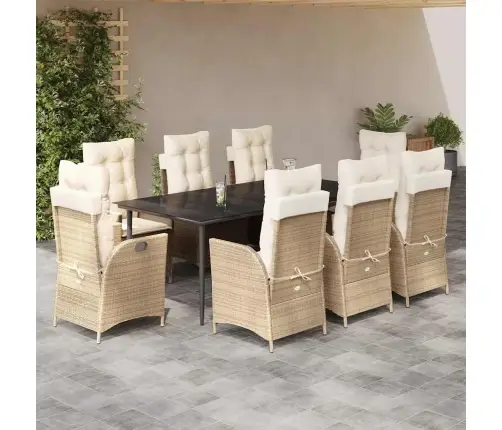 9-Daļīgs Virtuves Mēbeļu Komplekts Ar Matračiem, Pe Rotangpalma Vidaxl