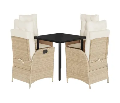 5-Daļīgs Dārza Mēbeļu Komplekts, Matrači, Bēša Pe Rotangpalma Vidaxl