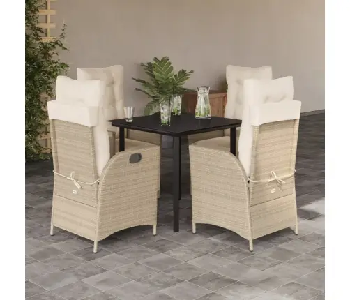 5-Osaline Aiamööbli Komplekt Patjadega, Beež, Polürotang