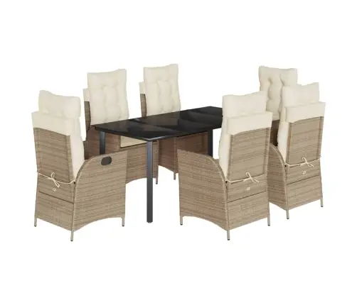 7-Osaline Aiamööbli Komplekt Patjadega, Beež, Polürotang