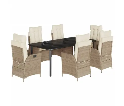 7-Osaline Aiamööbli Komplekt Patjadega, Beež, Polürotang