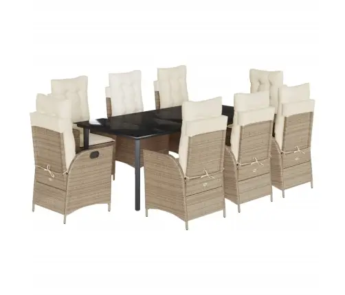 Sodo Komplektas Su Pagalvėlėmis, 9 Dalių, Smėlio, Poliratanas