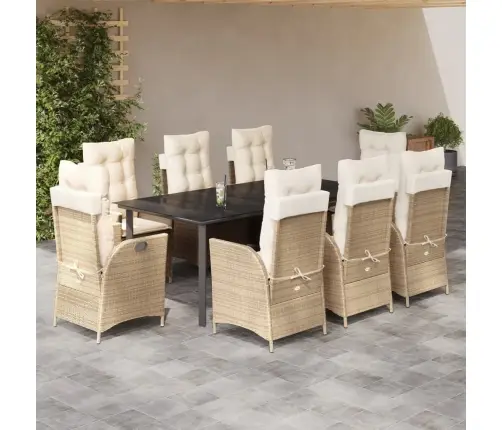 Sodo Komplektas Su Pagalvėlėmis, 9 Dalių, Smėlio, Poliratanas