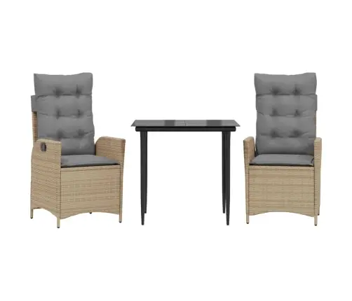 3-Osaline Aiamööbli Komplekt Patjadega, Beež, Polürotang