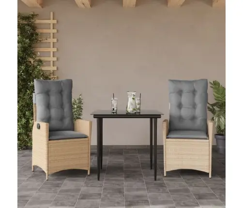 3-Osaline Aiamööbli Komplekt Patjadega, Beež, Polürotang