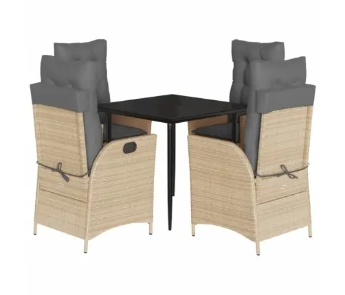 5-Daļīgs Dārza Mēbeļu Komplekts, Matrači, Bēša Pe Rotangpalma Vidaxl