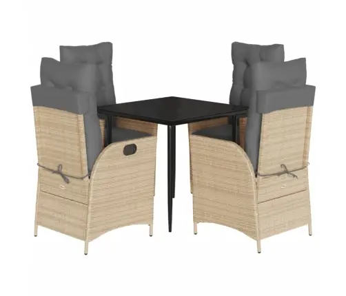 5-Daļīgs Dārza Mēbeļu Komplekts, Matrači, Bēša Pe Rotangpalma Vidaxl