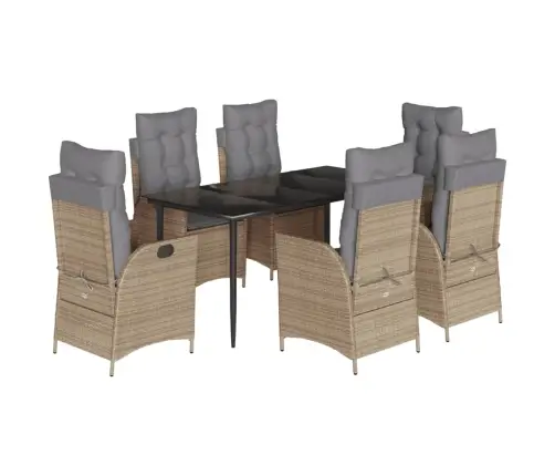 Sodo Komplektas Su Pagalvėlėmis, 7 Dalių, Smėlio, Poliratanas