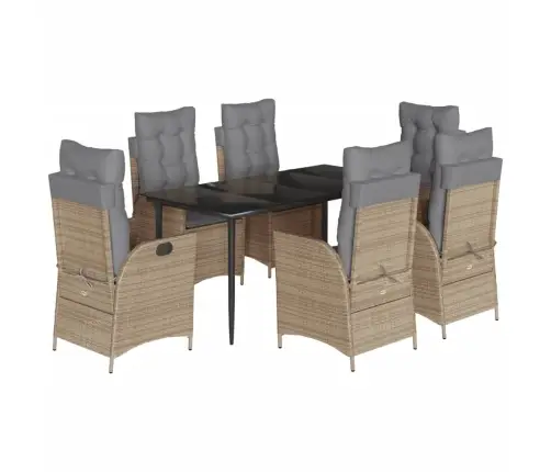 7-Daļīgs Dārza Mēbeļu Komplekts, Matrači, Bēša Pe Rotangpalma Vidaxl