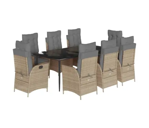 Sodo Komplektas Su Pagalvėlėmis, 9 Dalių, Smėlio, Poliratanas