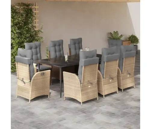 Sodo Komplektas Su Pagalvėlėmis, 9 Dalių, Smėlio, Poliratanas