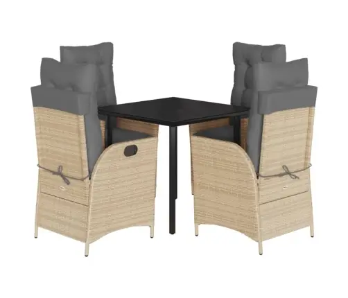 Sodo Komplektas Su Pagalvėlėmis, 5 Dalių, Smėlio, Poliratanas