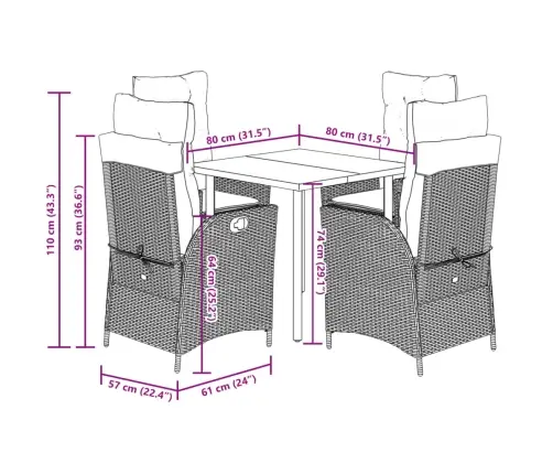 Sodo Komplektas Su Pagalvėlėmis, 5 Dalių, Smėlio, Poliratanas