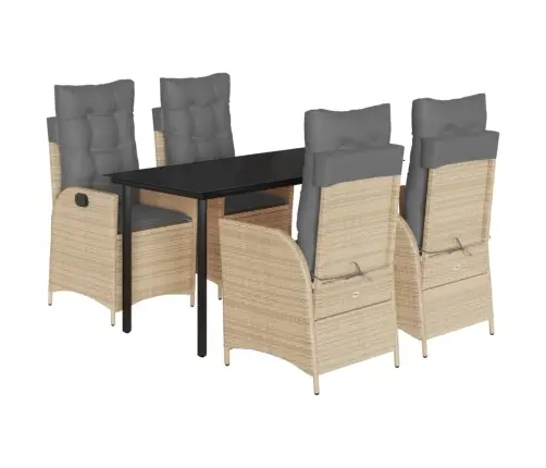 5-Osaline Aiamööbli Komplekt Patjadega, Beež, Polürotang