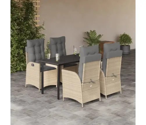 5-Osaline Aiamööbli Komplekt Patjadega, Beež, Polürotang