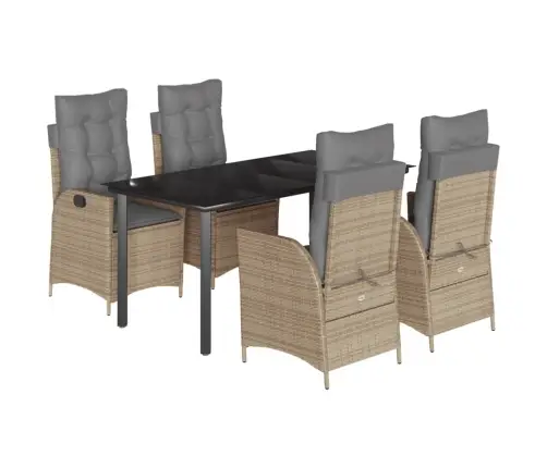 Sodo Komplektas Su Pagalvėlėmis, 5 Dalių, Smėlio, Poliratanas