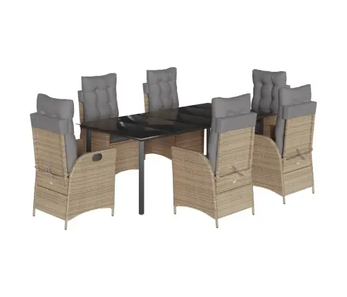 7-Daļīgs Dārza Mēbeļu Komplekts, Matrači, Bēša Pe Rotangpalma Vidaxl 7-Daļīgs Dārza Mēbeļu Komplekts, Matrači, Bēša Pe Rotangpalma Vidaxl