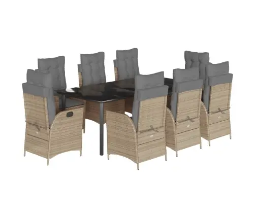 9-Daļīgs Virtuves Mēbeļu Komplekts Ar Matračiem, Pe Rotangpalma Vidaxl