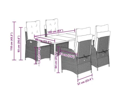 5-Osaline Aiamööbli Komplekt Patjadega, Helehall, Polürotang