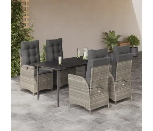 5-Osaline Aiamööbli Komplekt Patjadega, Helehall, Polürotang