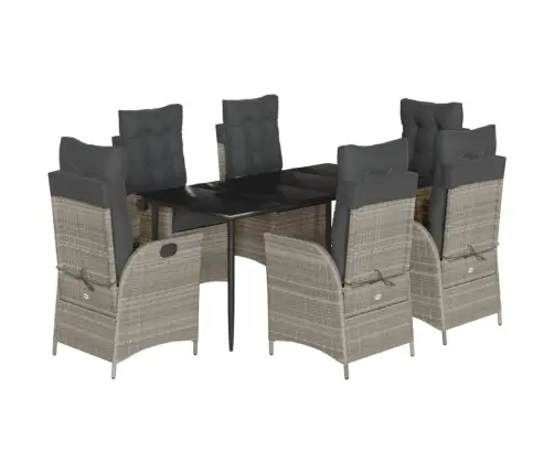 7-Osaline Aiamööbli Komplekt Patjadega, Helehall, Polürotang