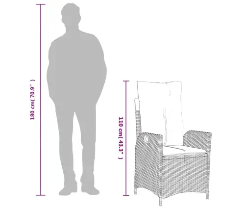 7-Osaline Aiamööbli Komplekt Patjadega, Helehall, Polürotang