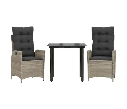 Sodo Komplektas Su Pagalvėlėmis, 3 Dalių, Pilkas, Poliratanas