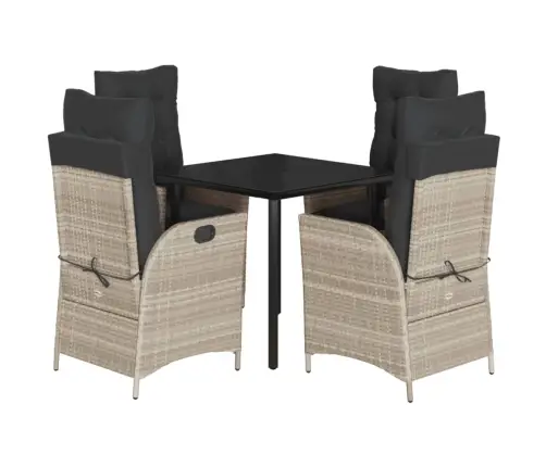 Sodo Komplektas Su Pagalvėlėmis, 5 Dalių, Pilkas, Poliratanas