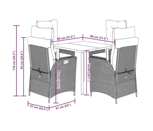 Sodo Komplektas Su Pagalvėlėmis, 5 Dalių, Pilkas, Poliratanas