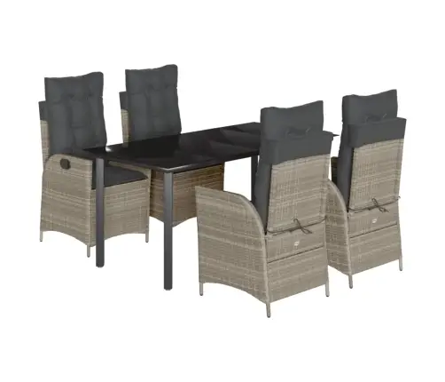 5-Osaline Aiamööbli Komplekt Patjadega, Helehall, Polürotang