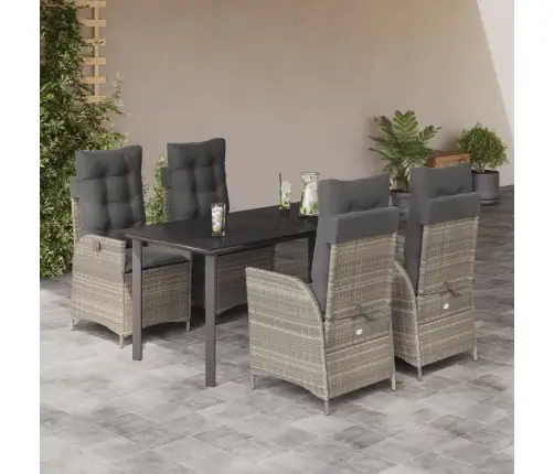 5-Osaline Aiamööbli Komplekt Patjadega, Helehall, Polürotang